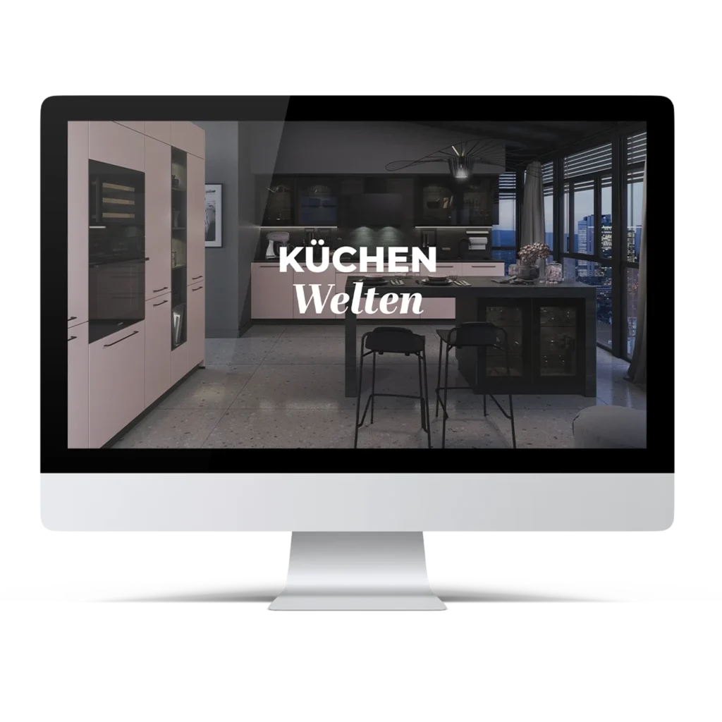 Website für ein Küchenstudio auf einem Bildschirm